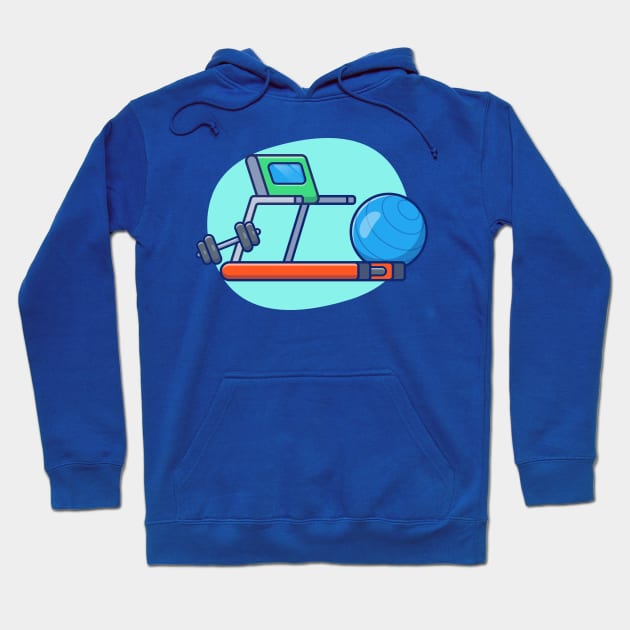 Treadmill, Dumbbell And Fitness Ball Cartoon Hoodie by Catalyst Labs